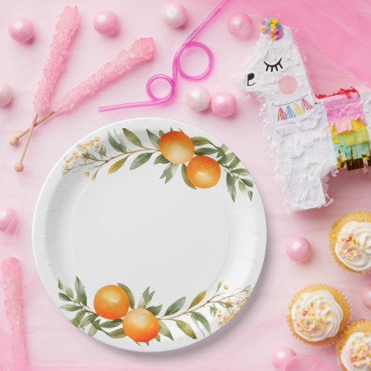 オレンジ小さなかわいこちゃんベビーシャワー ペーパープレート (パーティー)