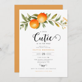 オレンジ小さなかわいこちゃんベビーシャワー 招待状