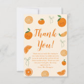 オレンジ小さなかわいこちゃん柑橘系ベビーシャワー サンキューカード (正面)