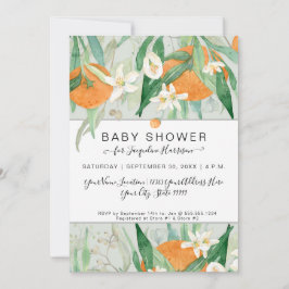 オレンジ小さなかわいこちゃん水の色ユーカリのシャワー 招待状