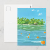 オレンジ島 - 絵画的なスタイルの海景画 ポストカード (正面/裏面)