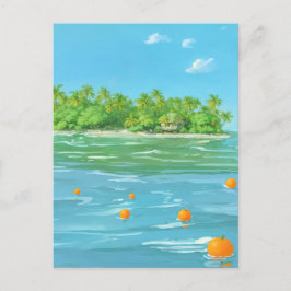オレンジ島 - 絵画的なスタイルの海景画 ポストカード