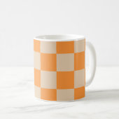 オレンジ市松模様にのギンガムパターン コーヒーマグカップ (正面右)
