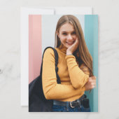 オレンジ市松模様に抽象芸術写真卒業パーティー 招待状 (裏面)