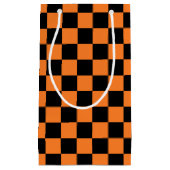 オレンジ市松模様に色と黒 スモールペーパーバッグ (正面)