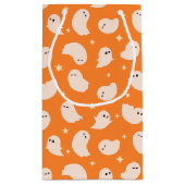 オレンジ幽霊ドードルパターン スモールペーパーバッグ (裏面)