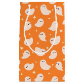 オレンジ幽霊ドードルパターン スモールペーパーバッグ (正面)