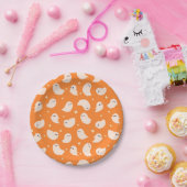 オレンジ幽霊ドードルパターン ペーパープレート (パーティー)