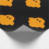 オレンジ幽霊ハロウィーンテーマ ラッピングペーパー (角)