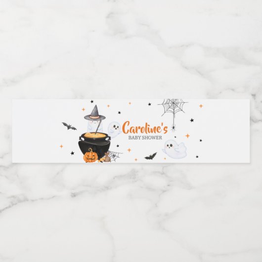 オレンジ幽霊ハロウィーンベビーは赤ちゃんシャワーを醸造している ペットボトルラベル (シングルラベル)