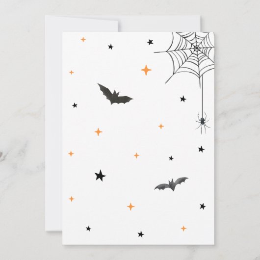 オレンジ幽霊ハロウィーンベビーは赤ちゃんシャワーを醸造している 招待状 (裏面)