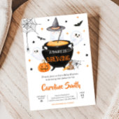 オレンジ幽霊ハロウィーンベビーは赤ちゃんシャワーを醸造している 招待状