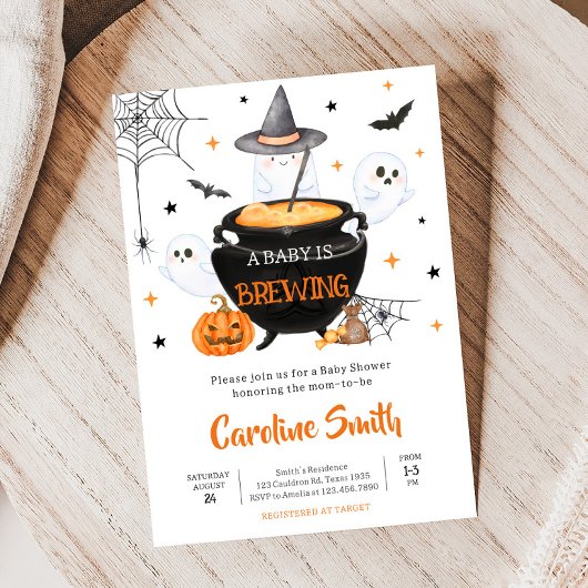 オレンジ幽霊ハロウィーンベビーは赤ちゃんシャワーを醸造している 招待状