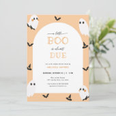 オレンジ幽霊リトルブーがデューベビーシャワー招待状 招待状 (スタンド正面)