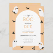 オレンジ幽霊リトルブーがデューベビーシャワー招待状 招待状 (正面/裏面)