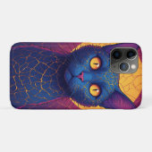 オレンジ幾何学光輪の青猫肖像画 Case-Mate iPhoneケース (裏面(横))