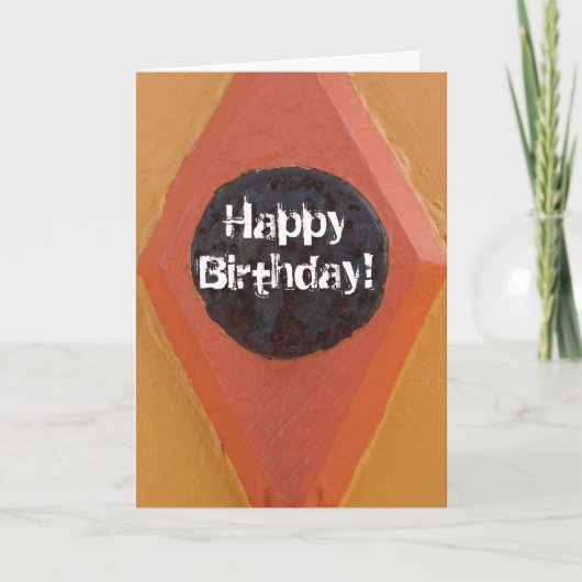 オレンジ建物詳細ハッピーバースデー! カード (正面)