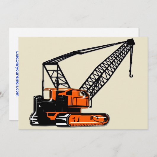 オレンジ建築クレーン 招待状 (正面/裏面)