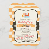 オレンジ建築トイバックホー 招待状 (正面/裏面)