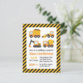 オレンジ建築車輌子供の誕生日パーティー 招待状 (スタンド正面)