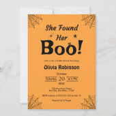 オレンジ彼女は彼女のブーハロウィーンブライダルシャワーを見つけた 招待状 (正面)