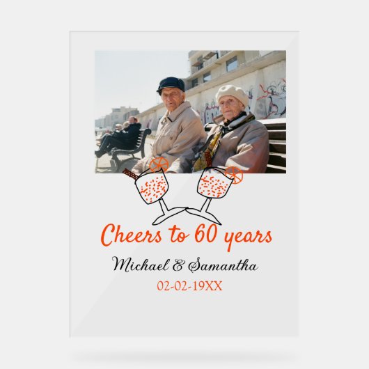 オレンジ応援60周年結婚の アクリルサイン (正面)