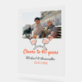 オレンジ応援60周年結婚の アクリルサイン (傾斜)