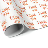 オレンジ感謝していユー文字オン白 ラッピングペーパー (ロールコーナー)