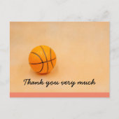 オレンジ感謝してい色のバスケでバスケ ポストカード (正面)