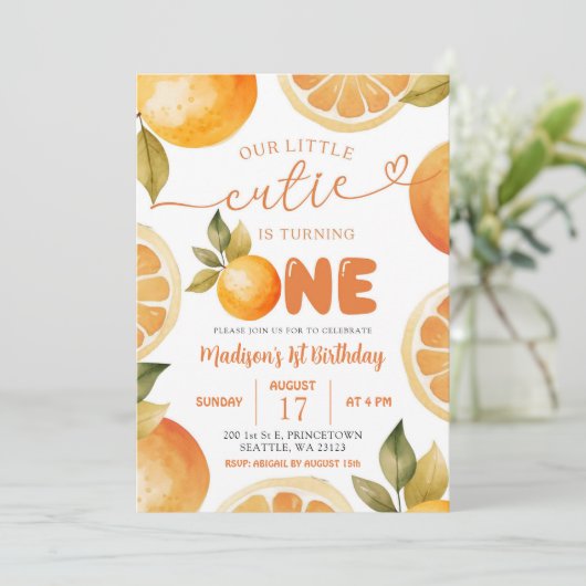 オレンジ我々の小さなかわいこちゃんは1つの誕生日を回している 招待状 (スタンド正面)