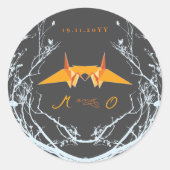 オレンジ折り紙紙クレーズアジア結婚ズ ラウンドシール (正面)