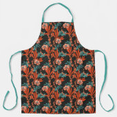 オレンジ抽象芸術の花柄 エプロン (正面)