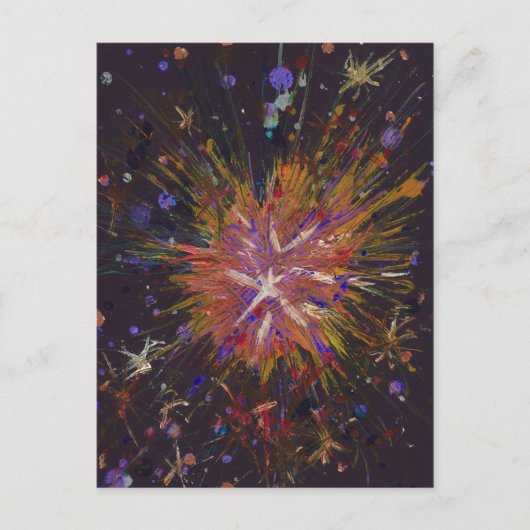 オレンジ抽象芸術アートスターアクリル（ばちゃばちゃ）跳ねる絵画ズ ポストカード (正面)