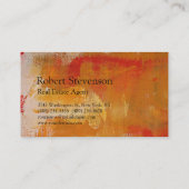 オレンジ抽象芸術パター実在ンエステート名刺 名刺 (裏面)