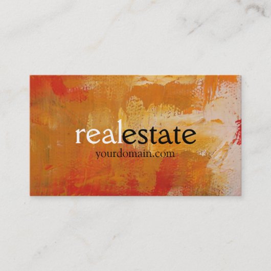 オレンジ抽象芸術パター実在ンエステート名刺 名刺 (正面)