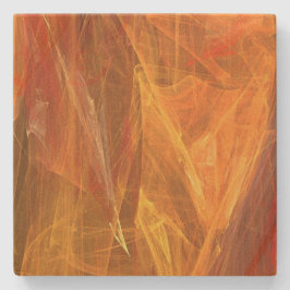 オレンジ抽象芸術フラクタル正方形コースター ストーンコースター