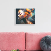 オレンジ抽象芸術ブラック女性デジタルアート キャンバスプリント (インサイチュ (リビング))