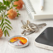 オレンジ抽象芸術ミニマル キーホルダー (側面)