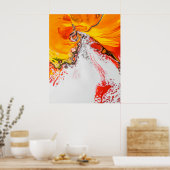 オレンジ抽象芸術ミニマル ポスター (キッチン)