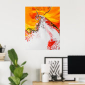 オレンジ抽象芸術ミニマル ポスター (ホームオフィス)