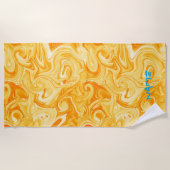 オレンジ抽象芸術名モダンサーファー海水 ビーチタオル (正面)