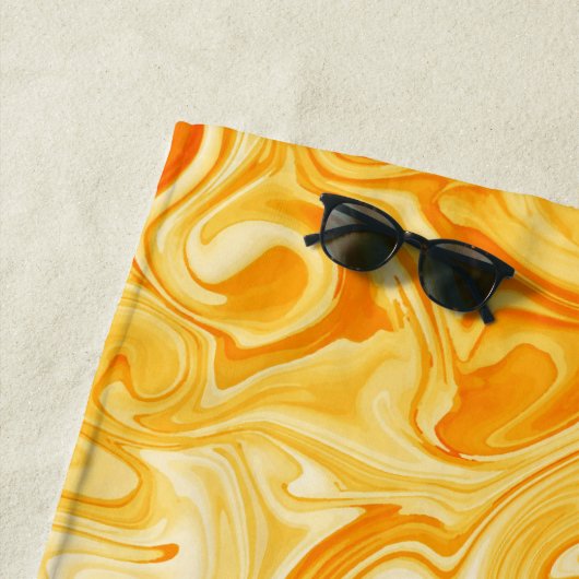 オレンジ抽象芸術名モダンサーファー海水 ビーチタオル (インサイチュ)