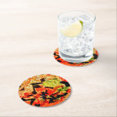 オレンジ抽象芸術紙コースター、秋の抽象芸術 ラウンドペーパーコースター (インサイチュ)