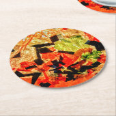 オレンジ抽象芸術紙コースター、秋の抽象芸術 ラウンドペーパーコースター (アングル)