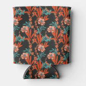オレンジ抽象芸術花柄 缶クーラー (正面)