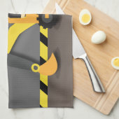 オレンジ掘削機の建築の建築者の男の子 キッチンタオル (四つ折り)