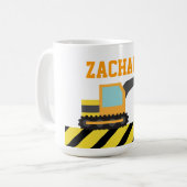 オレンジ掘削機、子供へ建築車 コーヒーマグカップ (正面左)