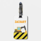 オレンジ掘削機、子供へ建築車 ラゲッジタグ (裏面縦)