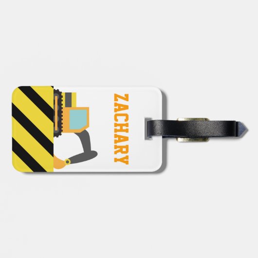 オレンジ掘削機、子供へ建築車 ラゲッジタグ (裏面横)