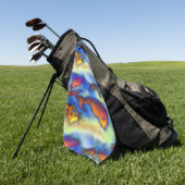 オレンジ擦り切れた色、霧雨のテクスチャ、オフセット上の雲 ゴルフタオル (グリーン)